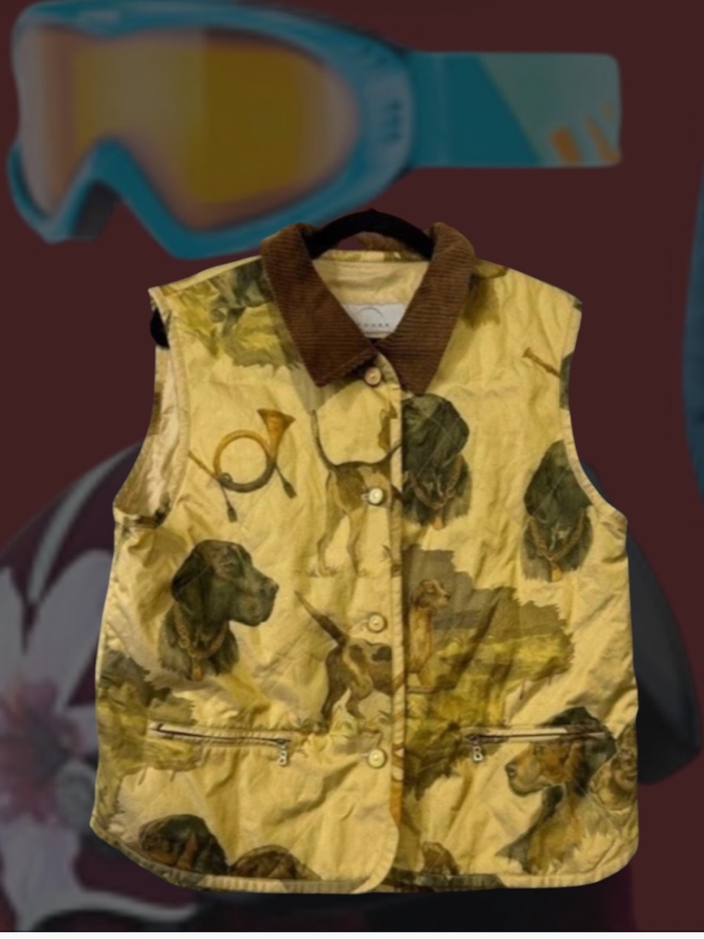 Bogner Equestrian Ski Vest in Yellow & Brown Like New